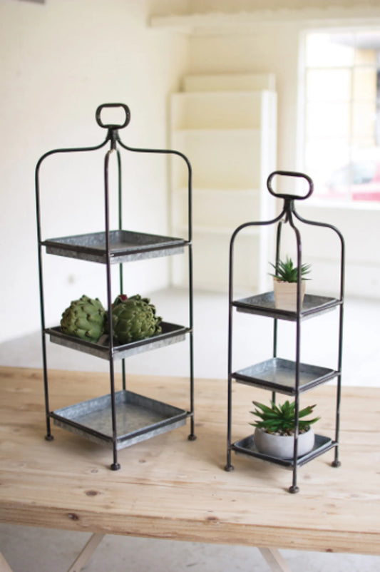 Country Chic Galvanized Tray Stand Set