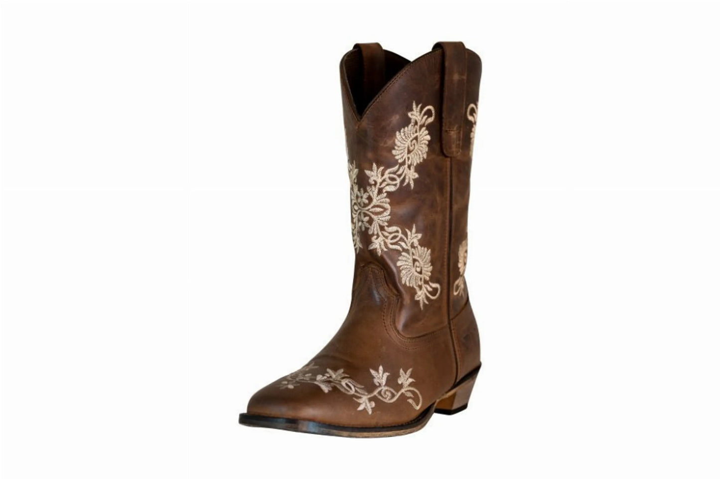 Embroidered Leather Square Toe Western Boot Tuff Rider