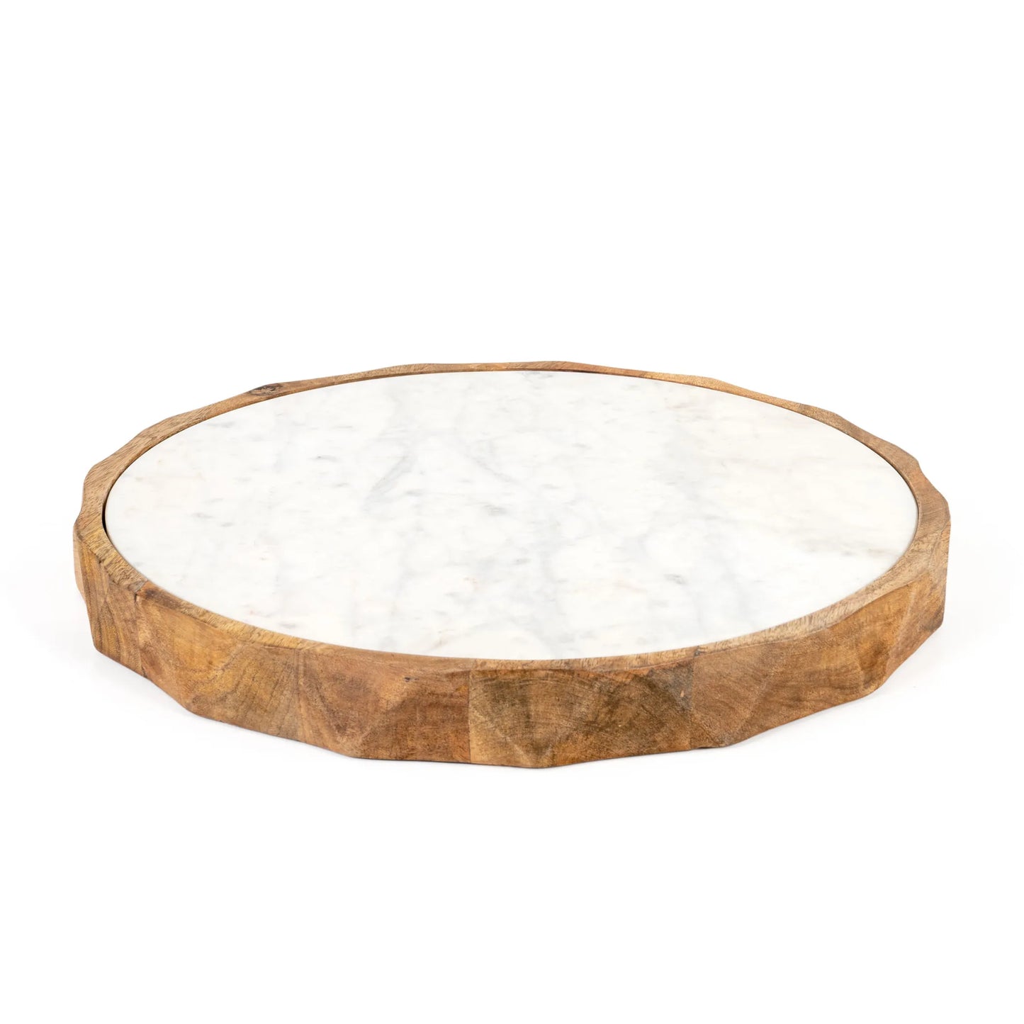 Marble And Solid Wood Round Cheese Board