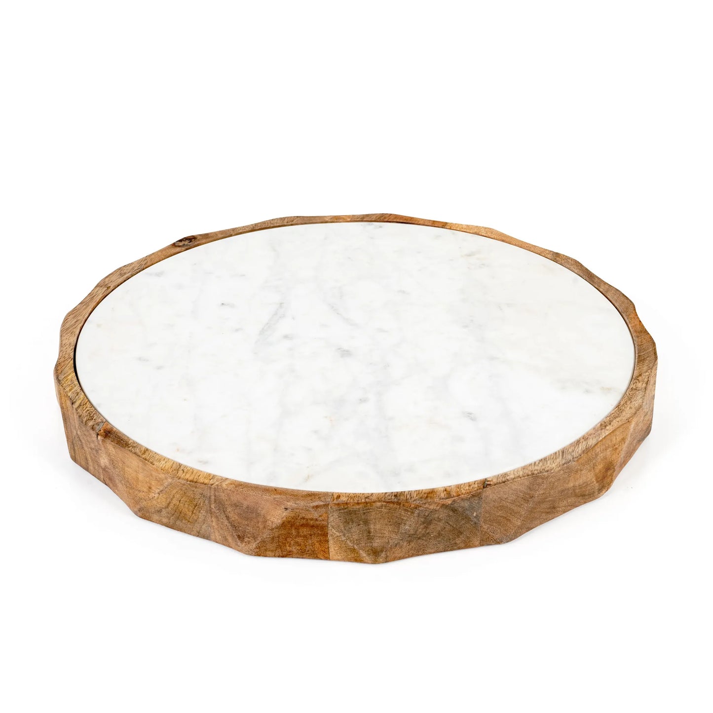 Marble And Solid Wood Round Cheese Board