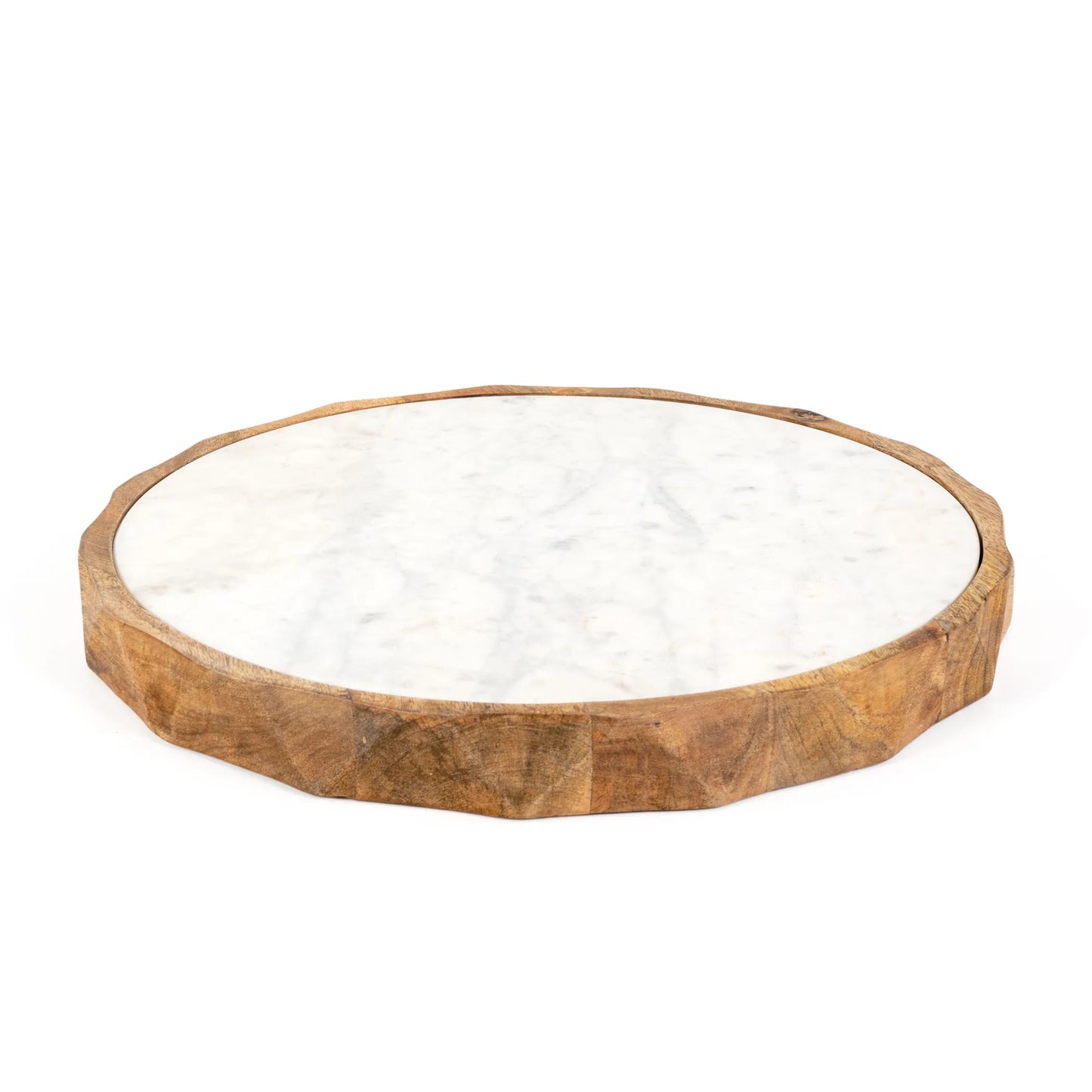 Marble And Solid Wood Round Cheese Board