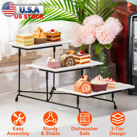 Classy 3-Tier Plastic Serving Tray Dessert