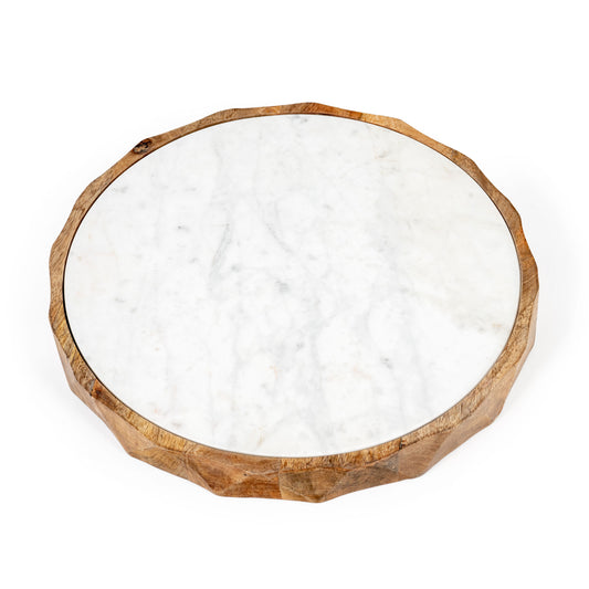Marble And Solid Wood Round Cheese Board