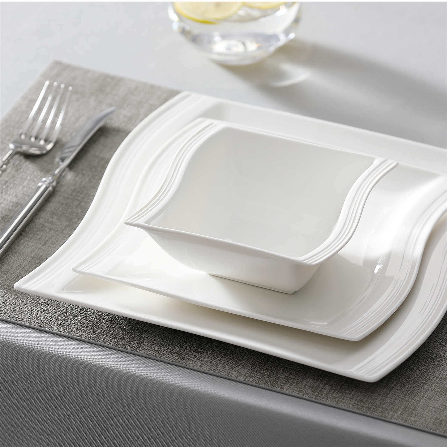 Elite Flora Marble 26 Piece Dinnerware Set
