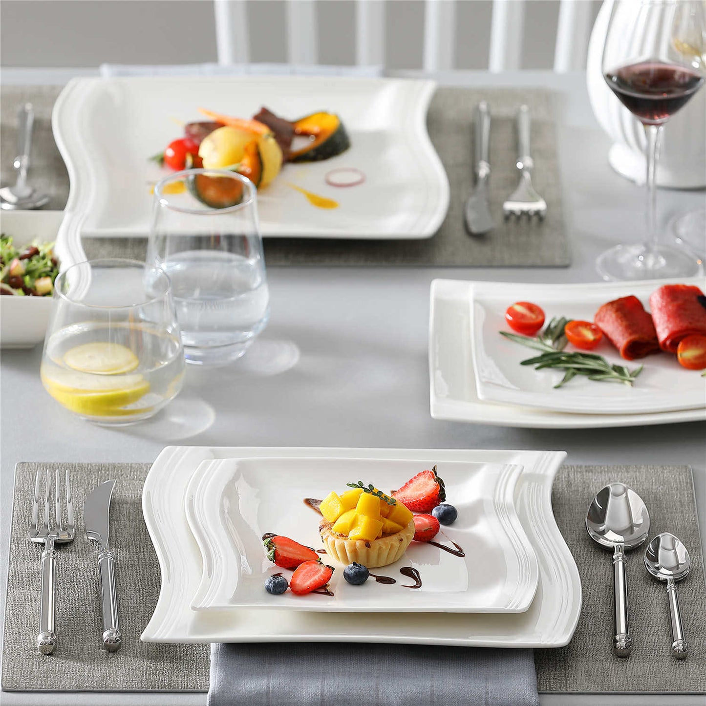 Elite Flora Marble 26 Piece Dinnerware Set