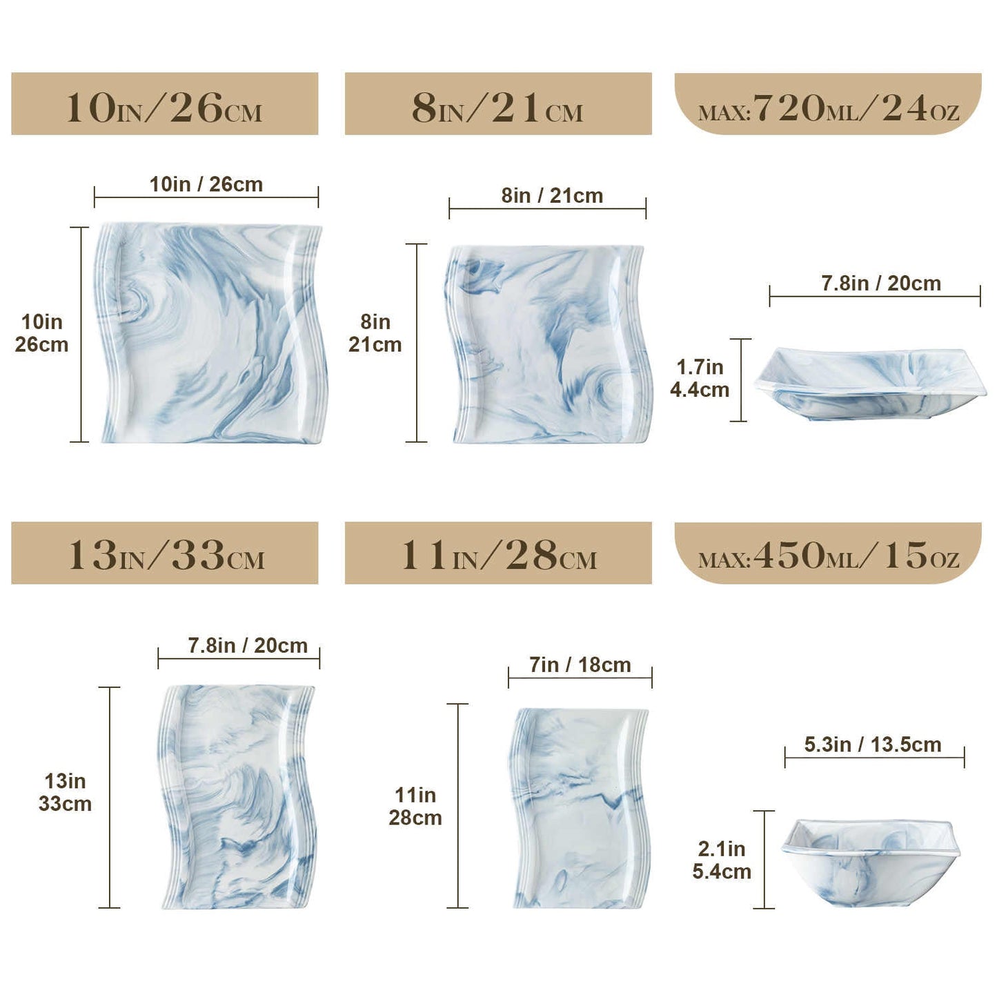 Elite Flora Marble 26 Piece Dinnerware Set