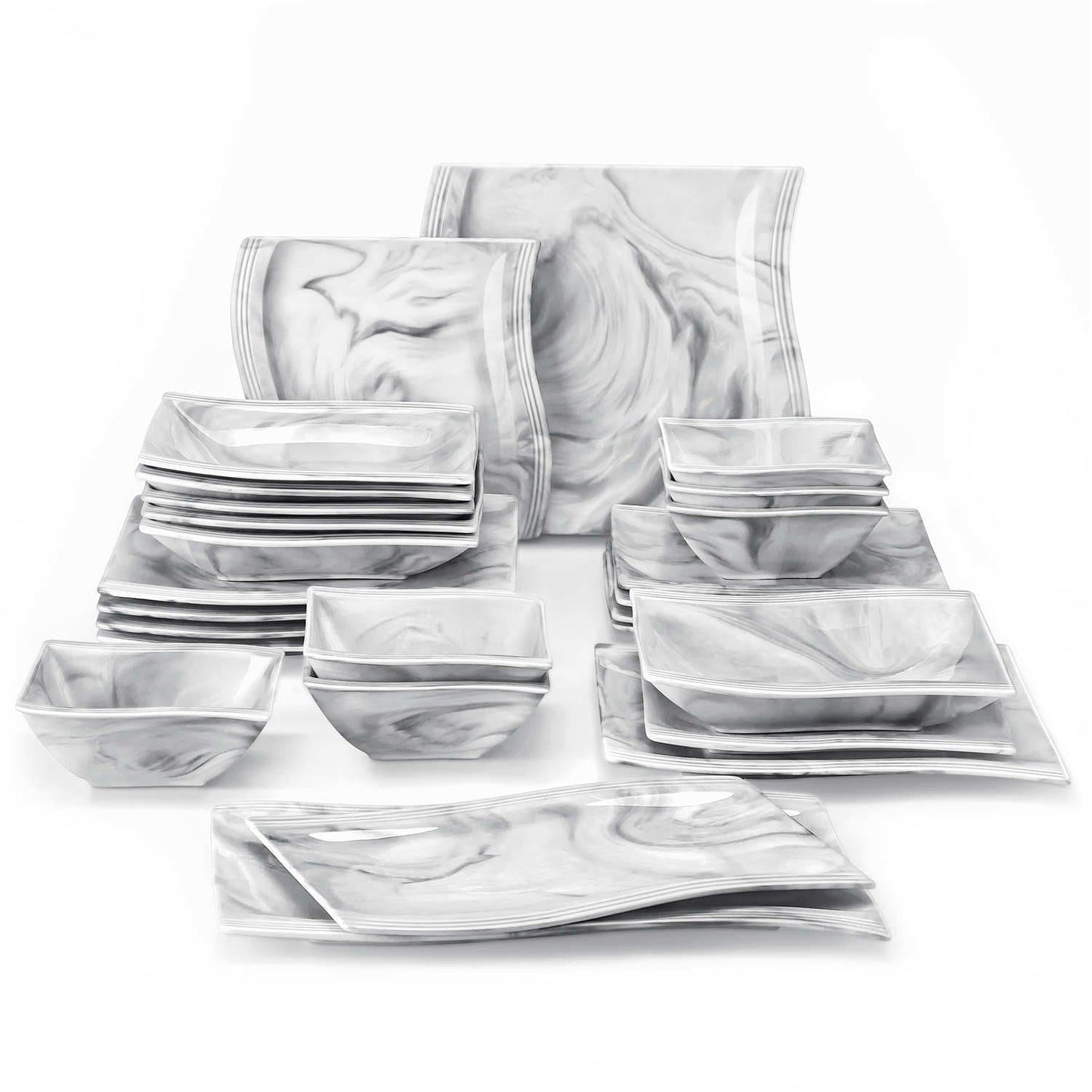 Elite Flora Marble 26 Piece Dinnerware Set
