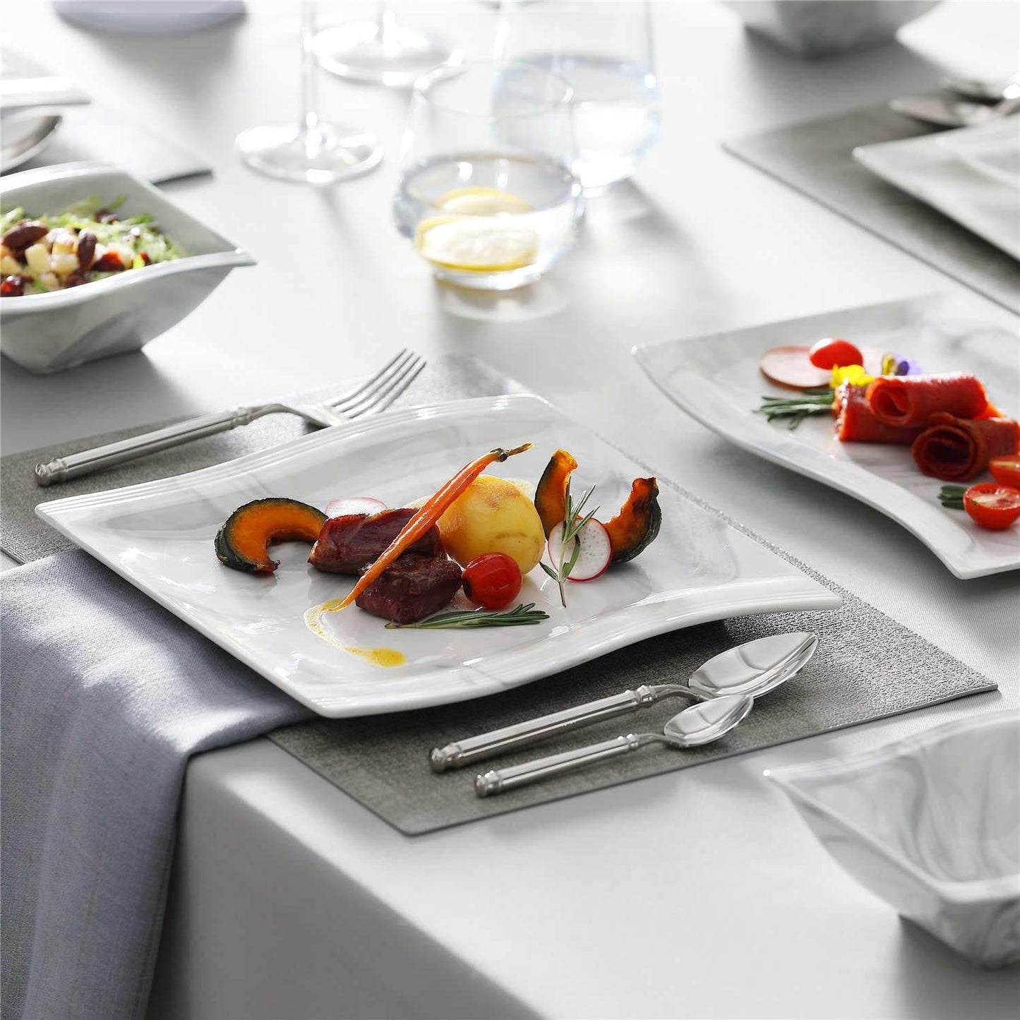 Elite Flora Marble 26 Piece Dinnerware Set