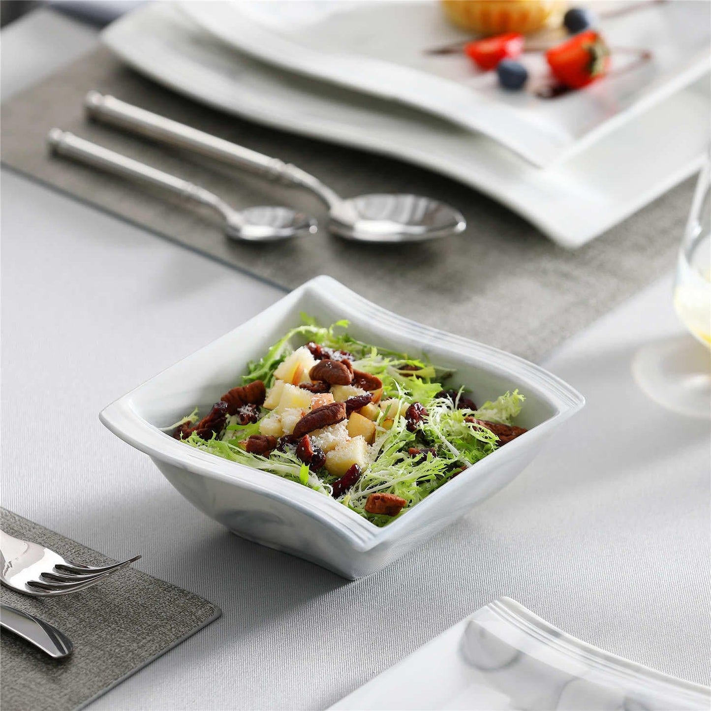 Elite Flora Marble 26 Piece Dinnerware Set