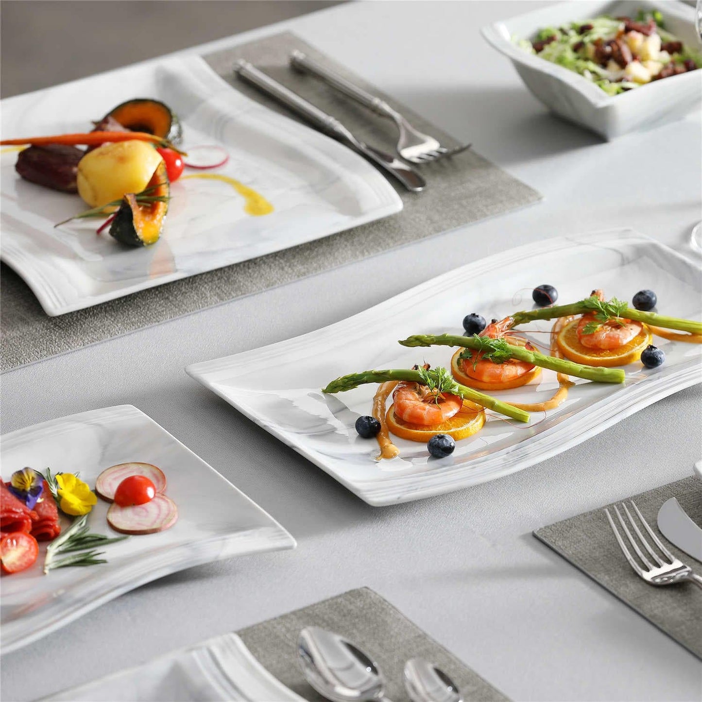 Elite Flora Marble 26 Piece Dinnerware Set