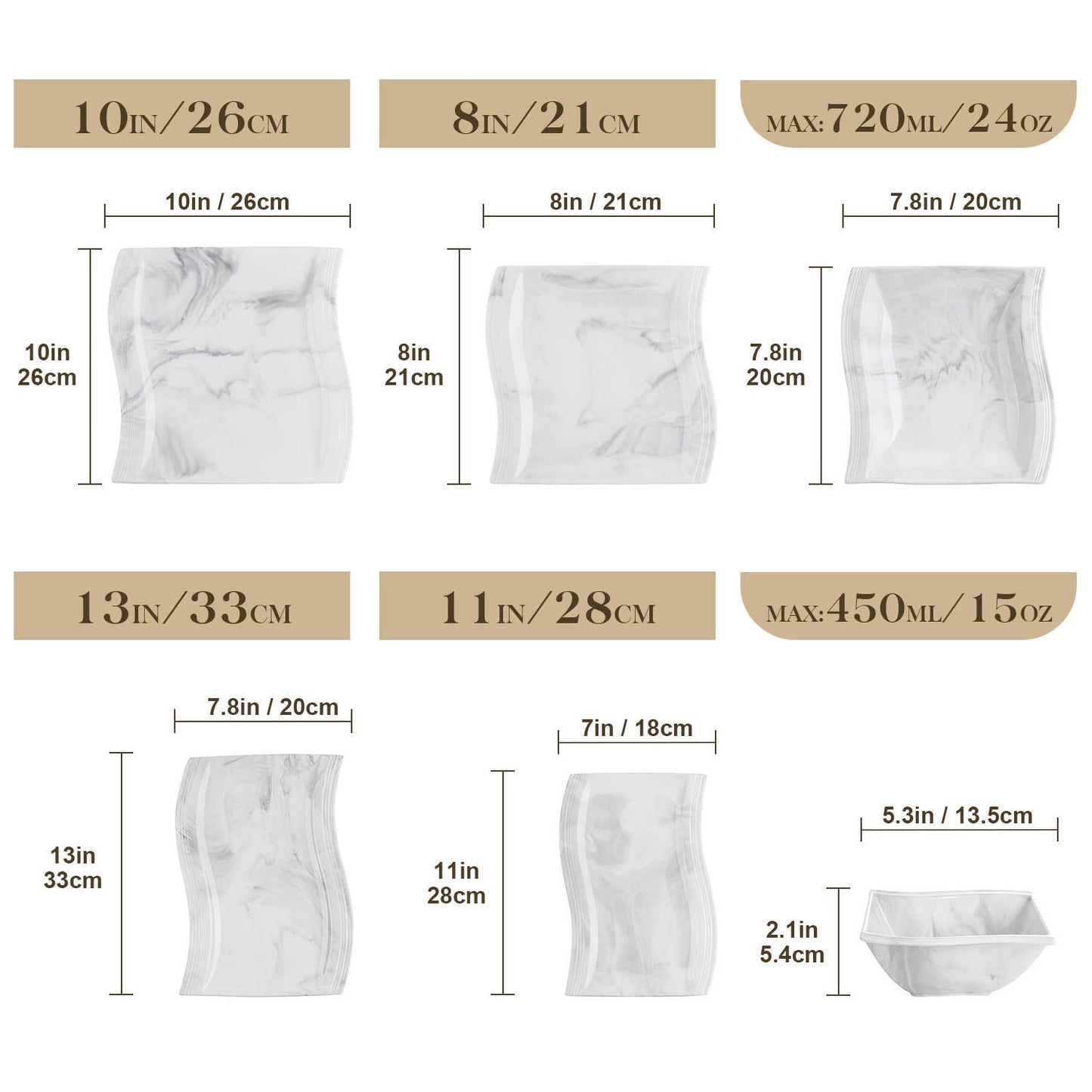 Elite Flora Marble 26 Piece Dinnerware Set