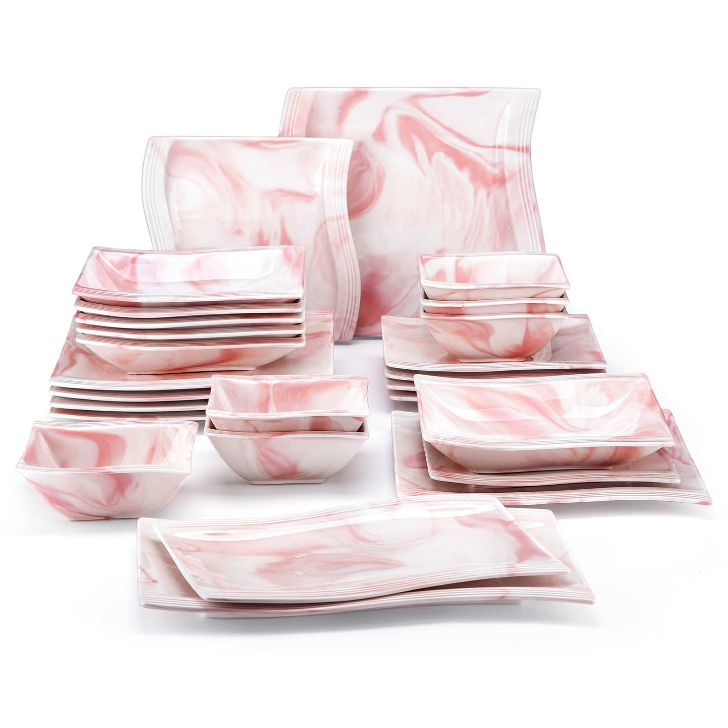 Elite Flora Marble 26 Piece Dinnerware Set