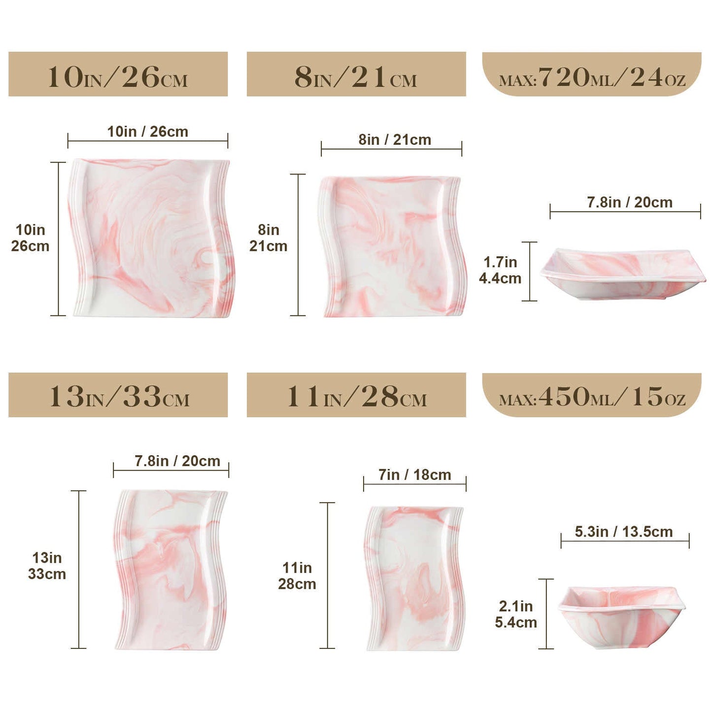 Elite Flora Marble 26 Piece Dinnerware Set