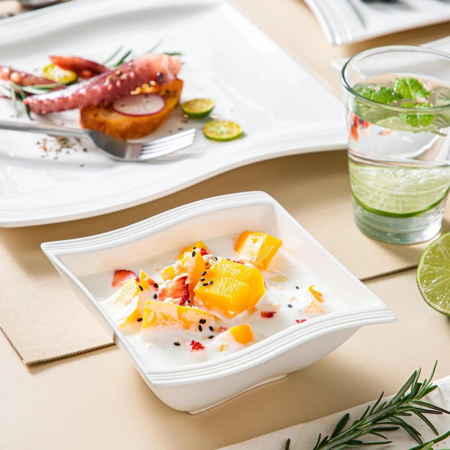 Elegant 26 Piece Marble Design Dinnerware Set for 6