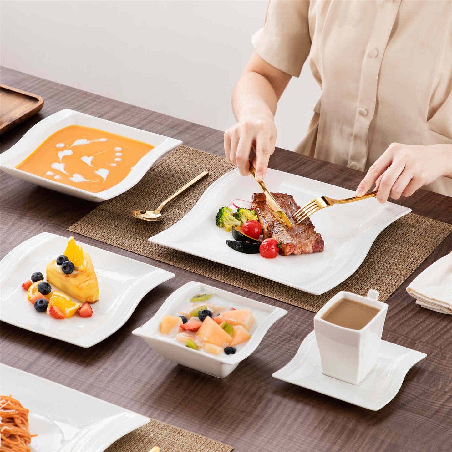 Premium Marble 36 Piece Dinnerware Set