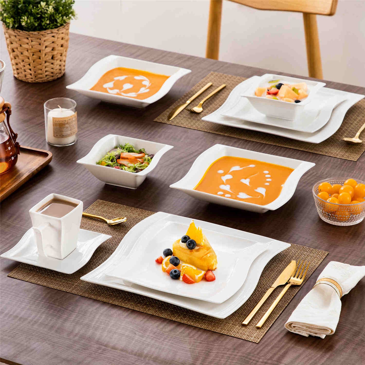 Premium Marble 36 Piece Dinnerware Set