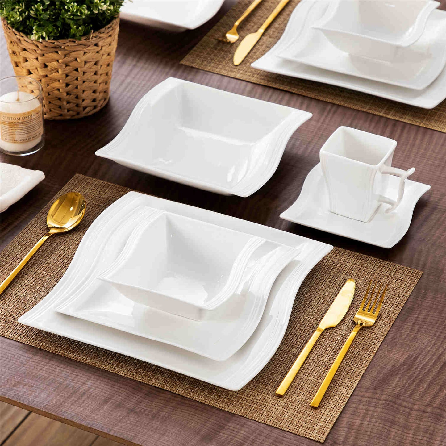 Premium Marble 36 Piece Dinnerware Set