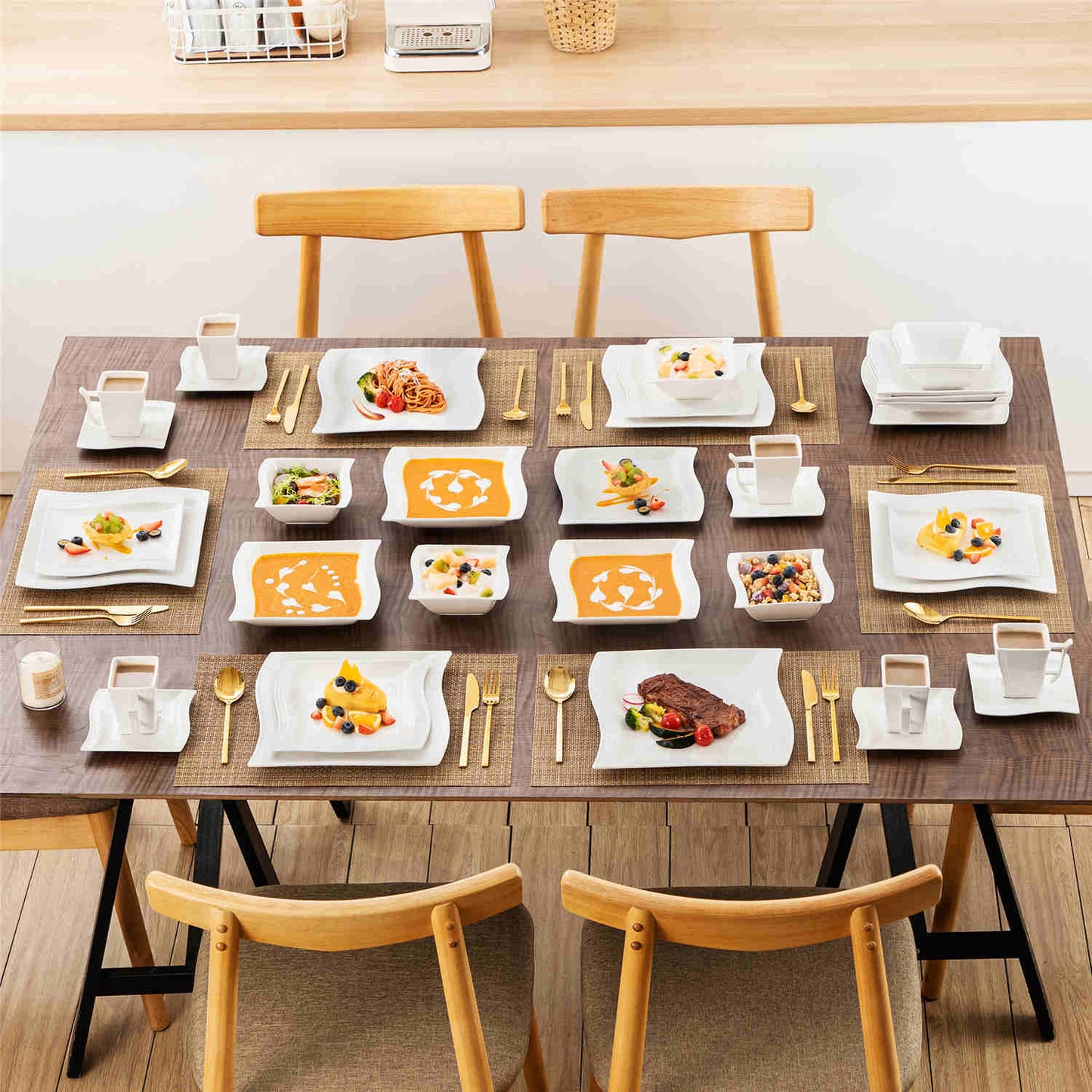 Premium Marble 36 Piece Dinnerware Set