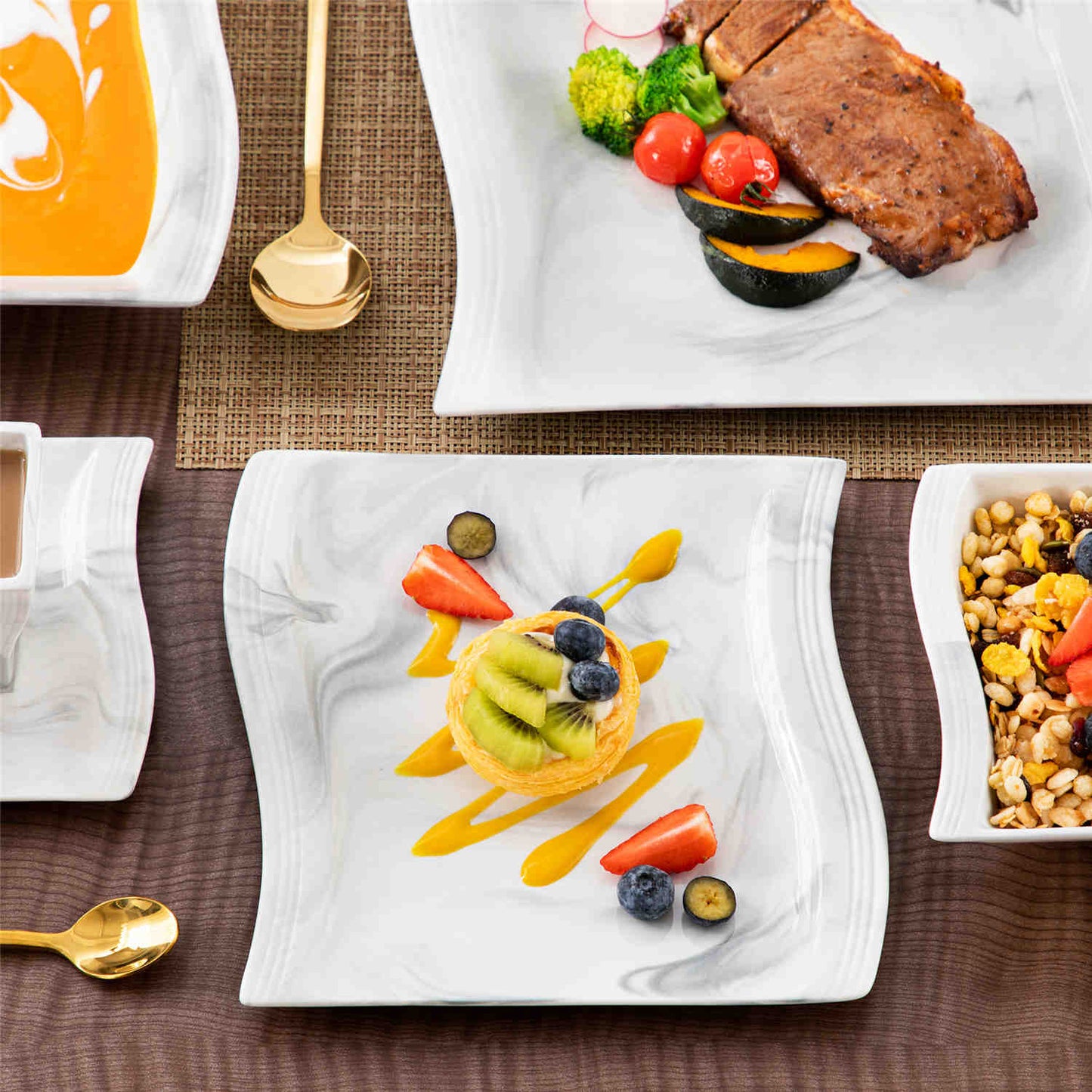 Premium Marble 36 Piece Dinnerware Set