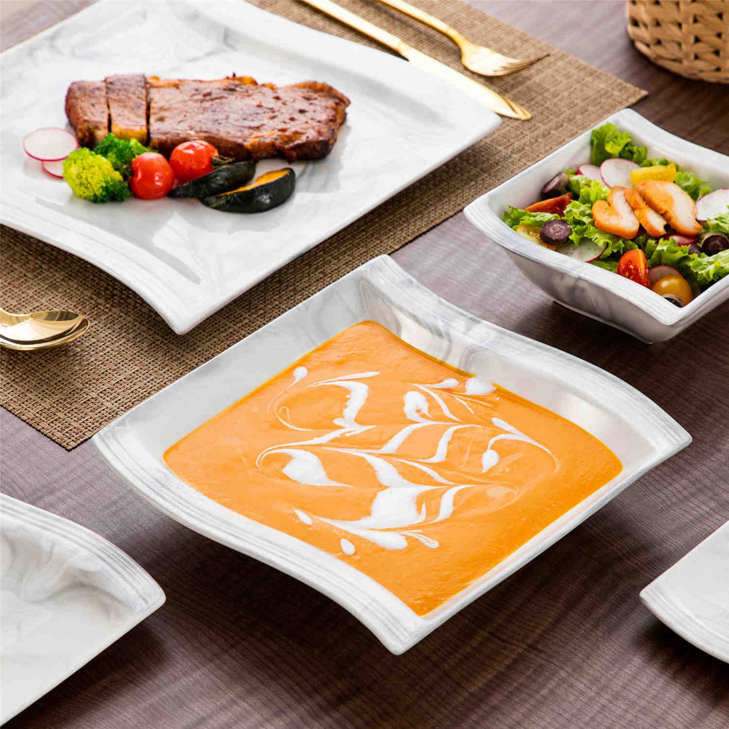 Premium Marble 36 Piece Dinnerware Set