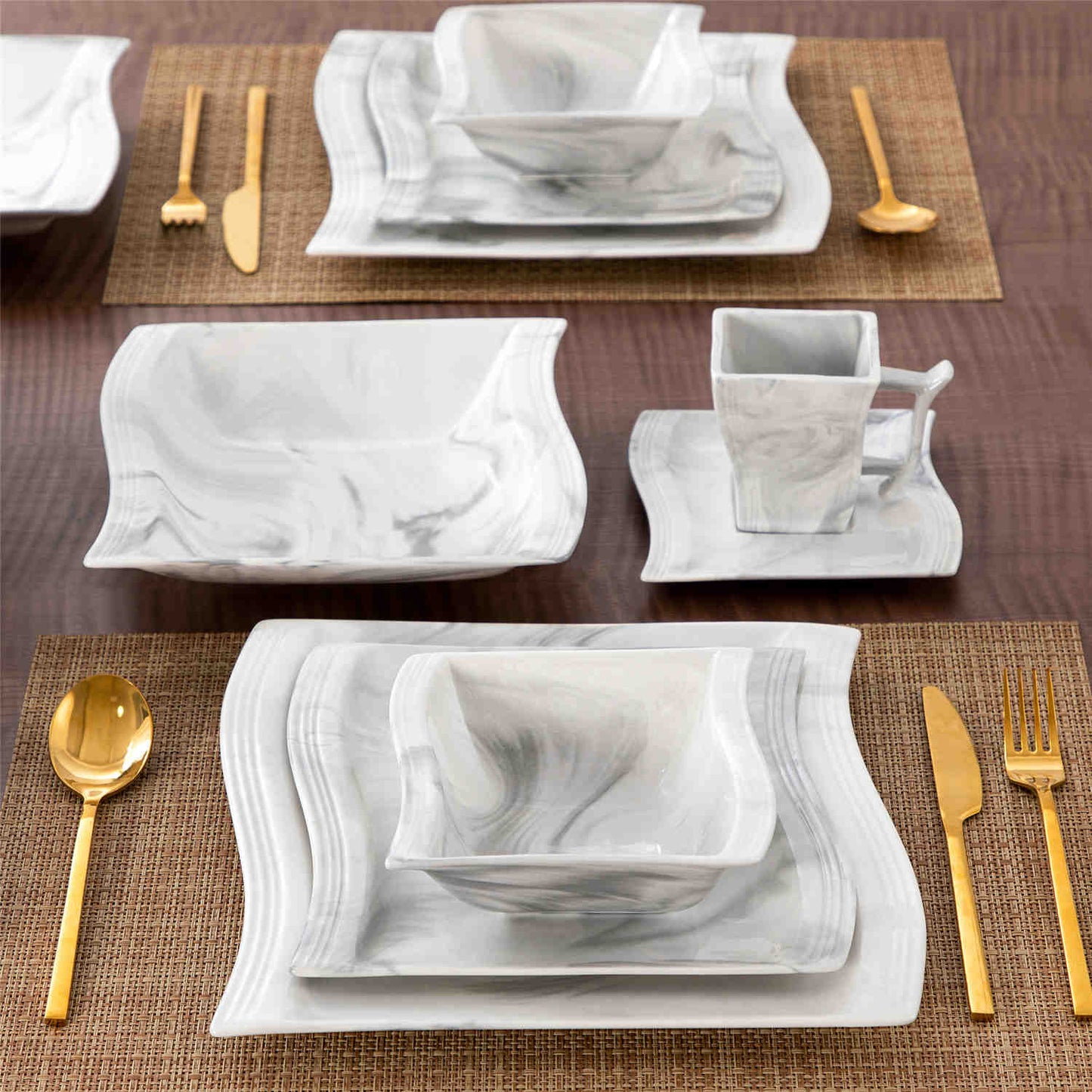 Premium Marble 36 Piece Dinnerware Set