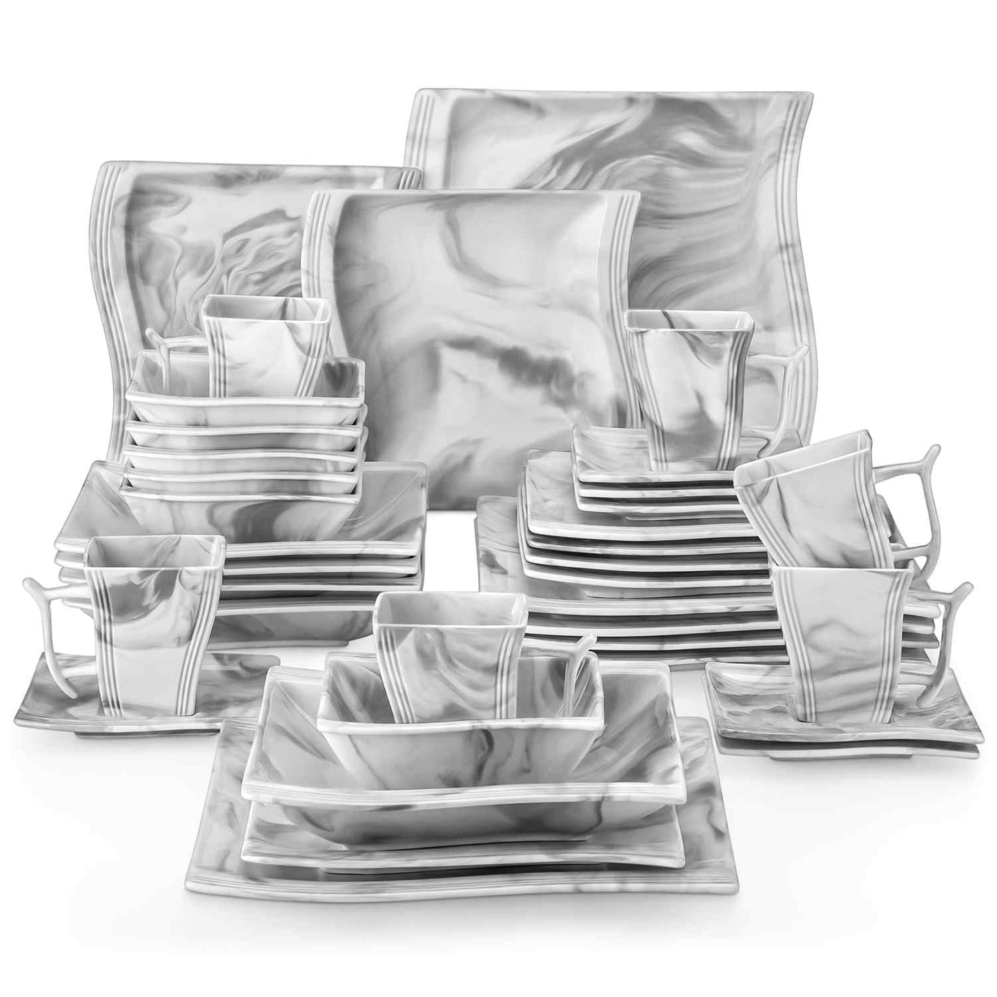 Premium Marble 36 Piece Dinnerware Set