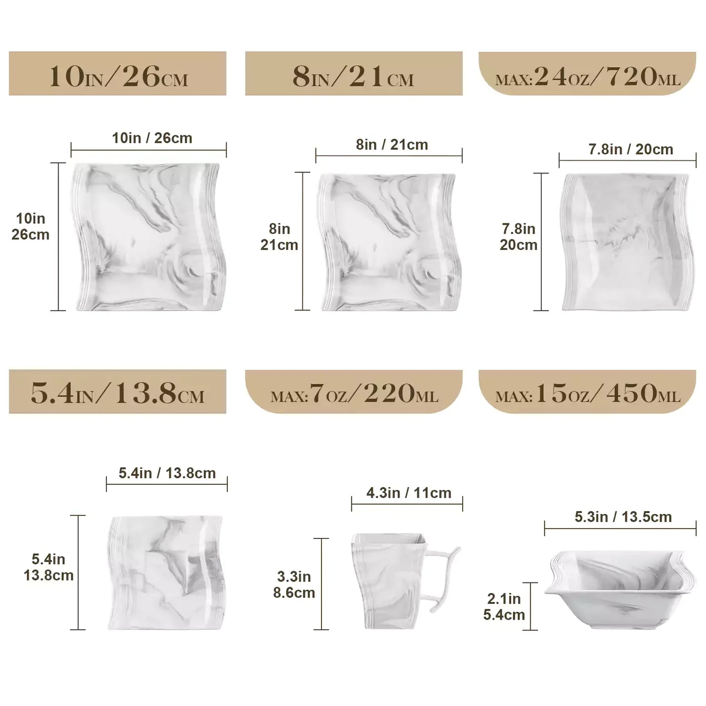 Premium Marble 36 Piece Dinnerware Set