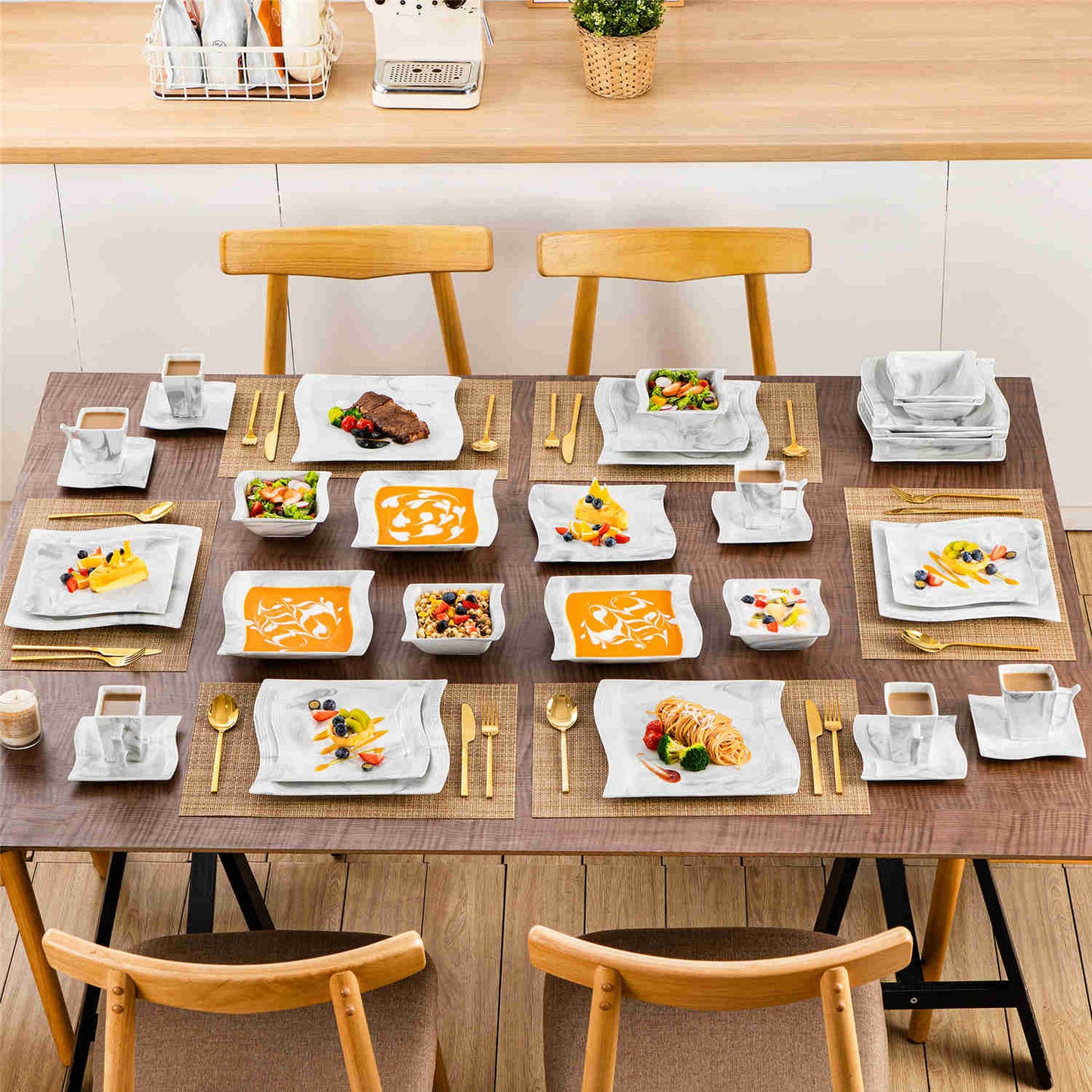 Premium Marble 36 Piece Dinnerware Set