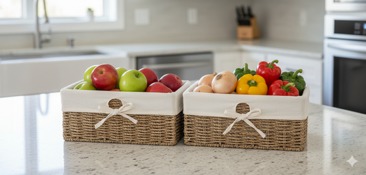 Rustic Natural Seagrass Wicker Basket Set