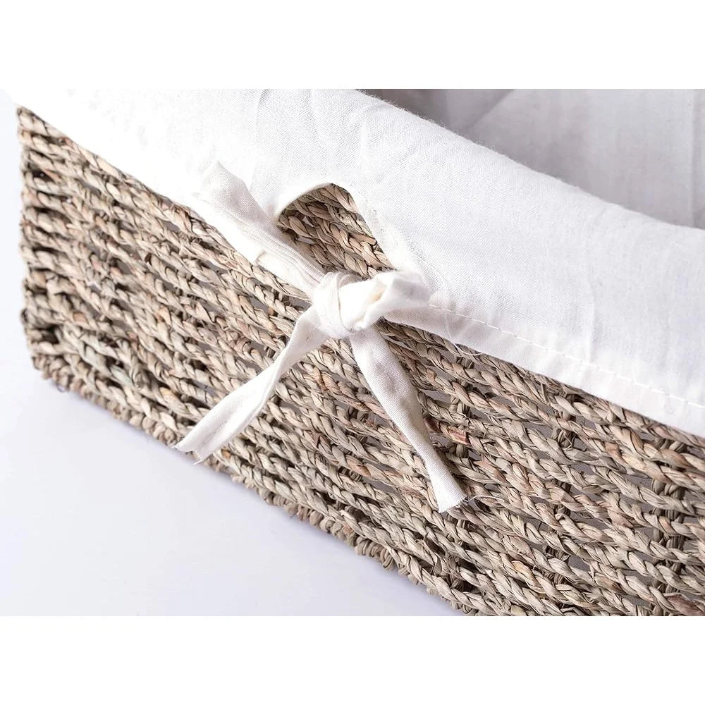 Rustic Natural Seagrass Wicker Basket Set