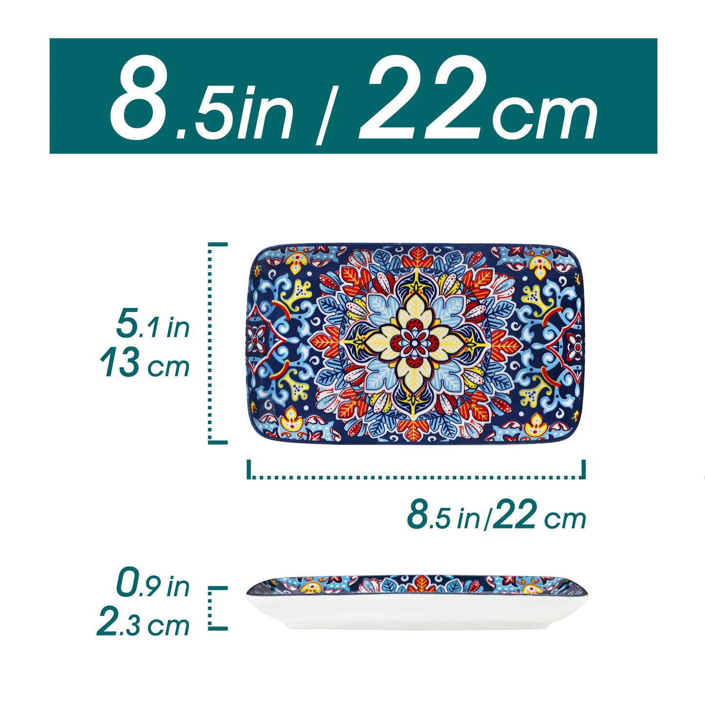 Bohemian Porcelain Rectangular 6 Piece Serving Plate Set