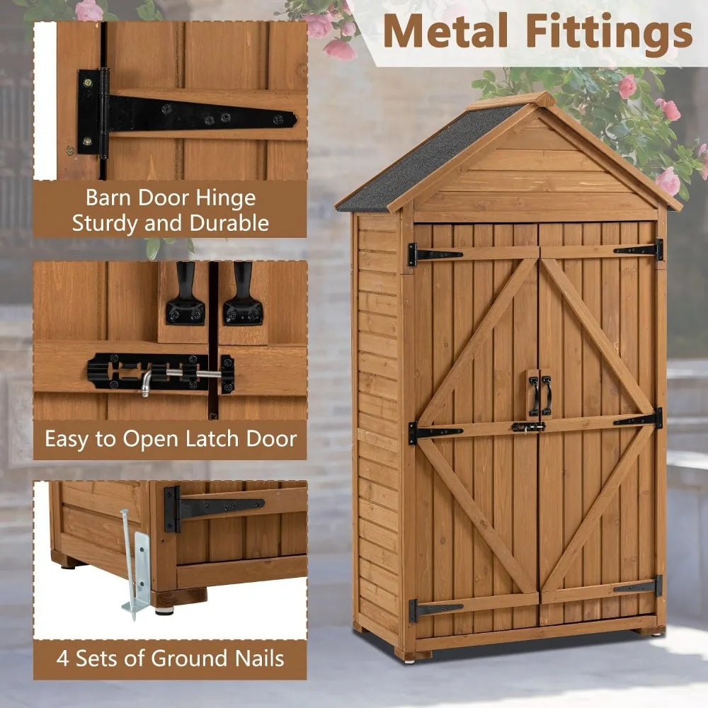 Vintage Style Wooden Waterproof Storage Shed