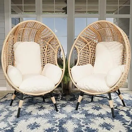 Oversized Wicker Egg Chair Set