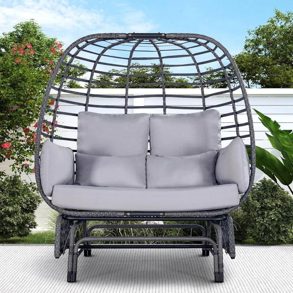 Oversized Glider Double Egg Chair Patio Loveseat