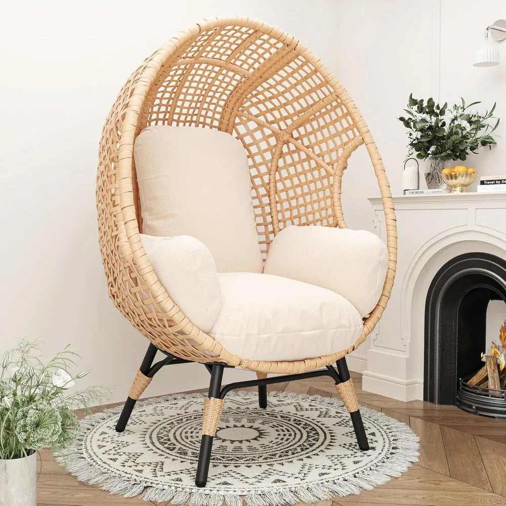 Oversized Wicker Egg Chair Set