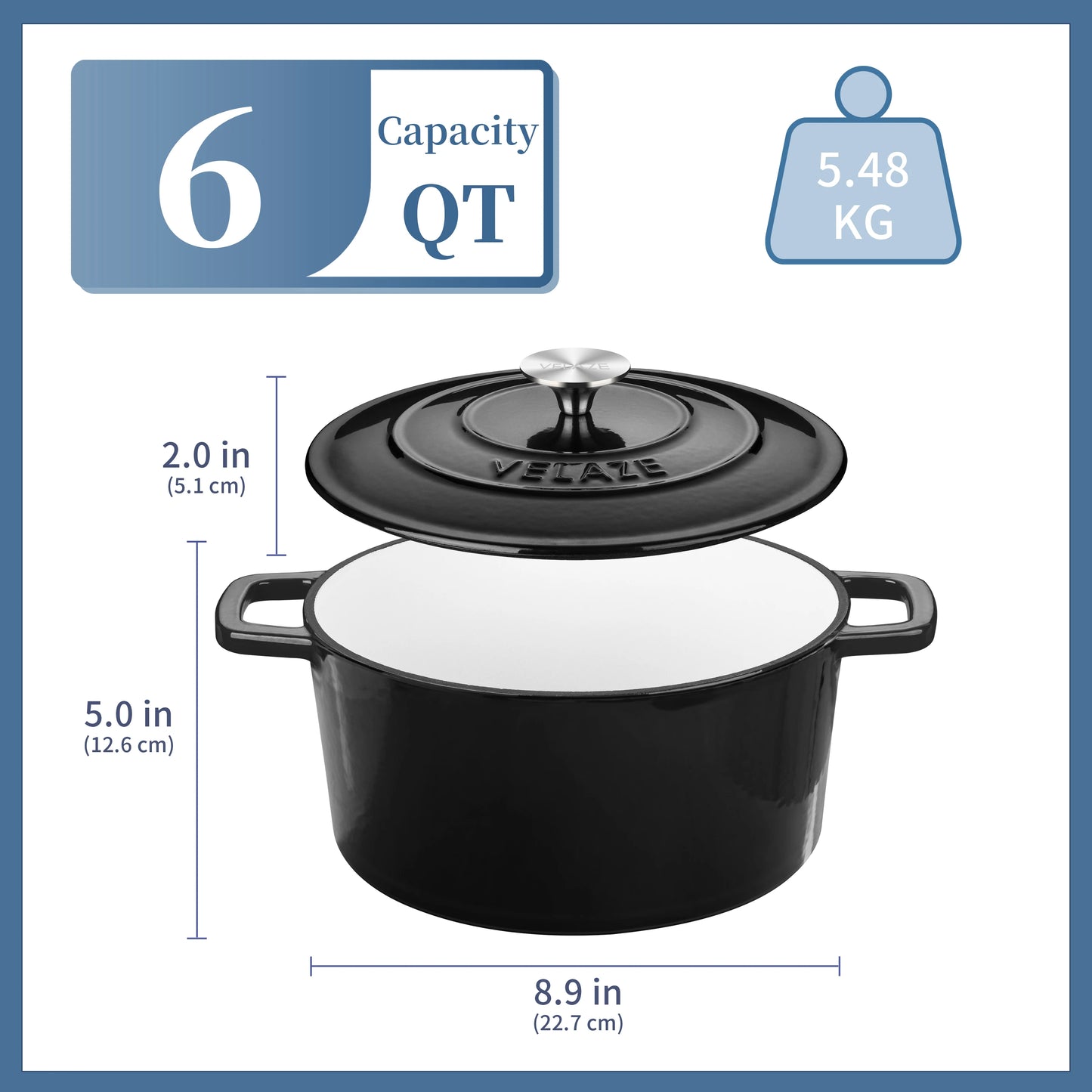 Chef Choice 6Q Dutch Oven in Cast Iron with Non-Stick Enamel