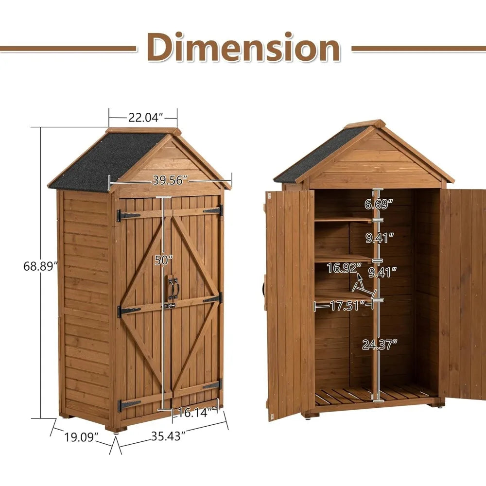 Vintage Style Wooden Waterproof Storage Shed