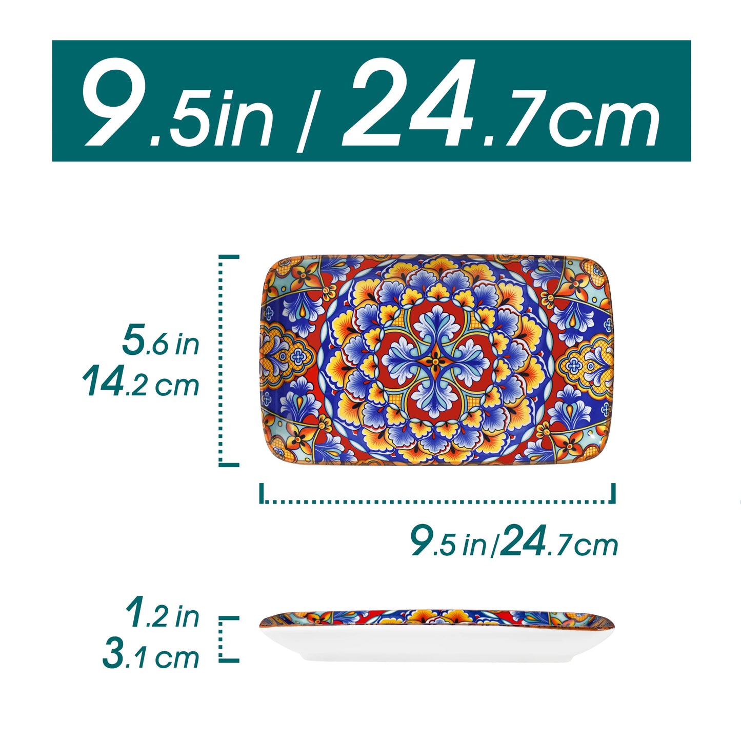 Bohemian Porcelain Rectangular 6 Piece Serving Plate Set