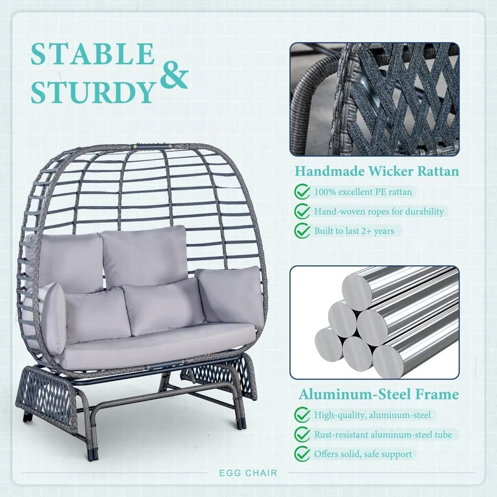 Oversized Glider Double Egg Chair Patio Loveseat