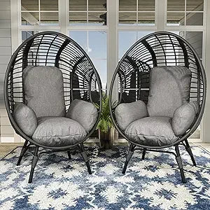Oversized Wicker Egg Chair Set