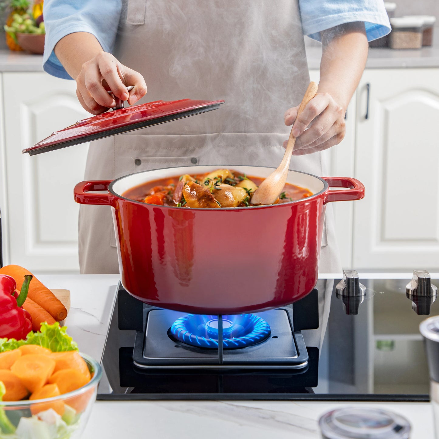 Chef Choice 6Q Dutch Oven in Cast Iron with Non-Stick Enamel