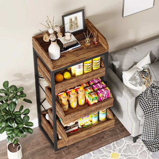 5-Tier Pull-Out Basket Stand, Utility Shelf Organizer