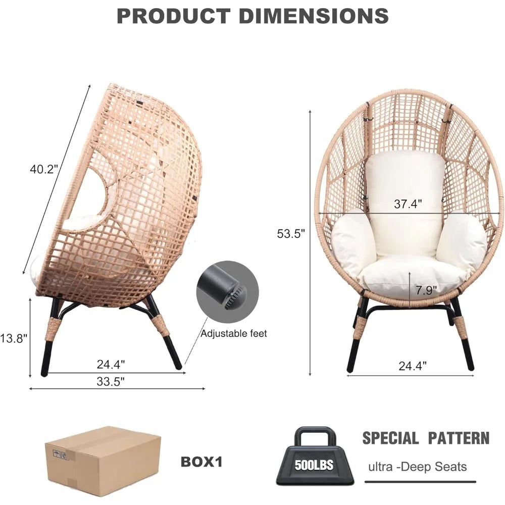 Oversized Wicker Egg Chair Set
