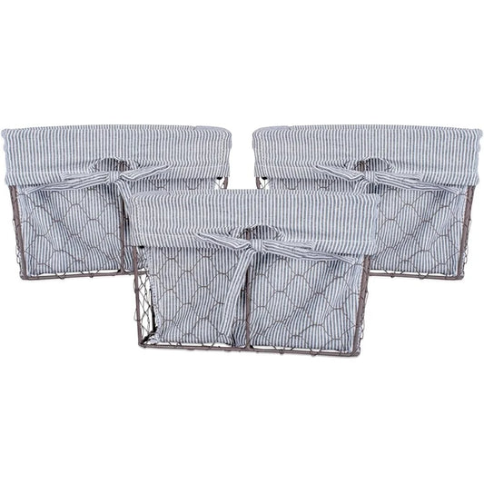 Farmhouse Chicken Wire Storage Basket Set of 3