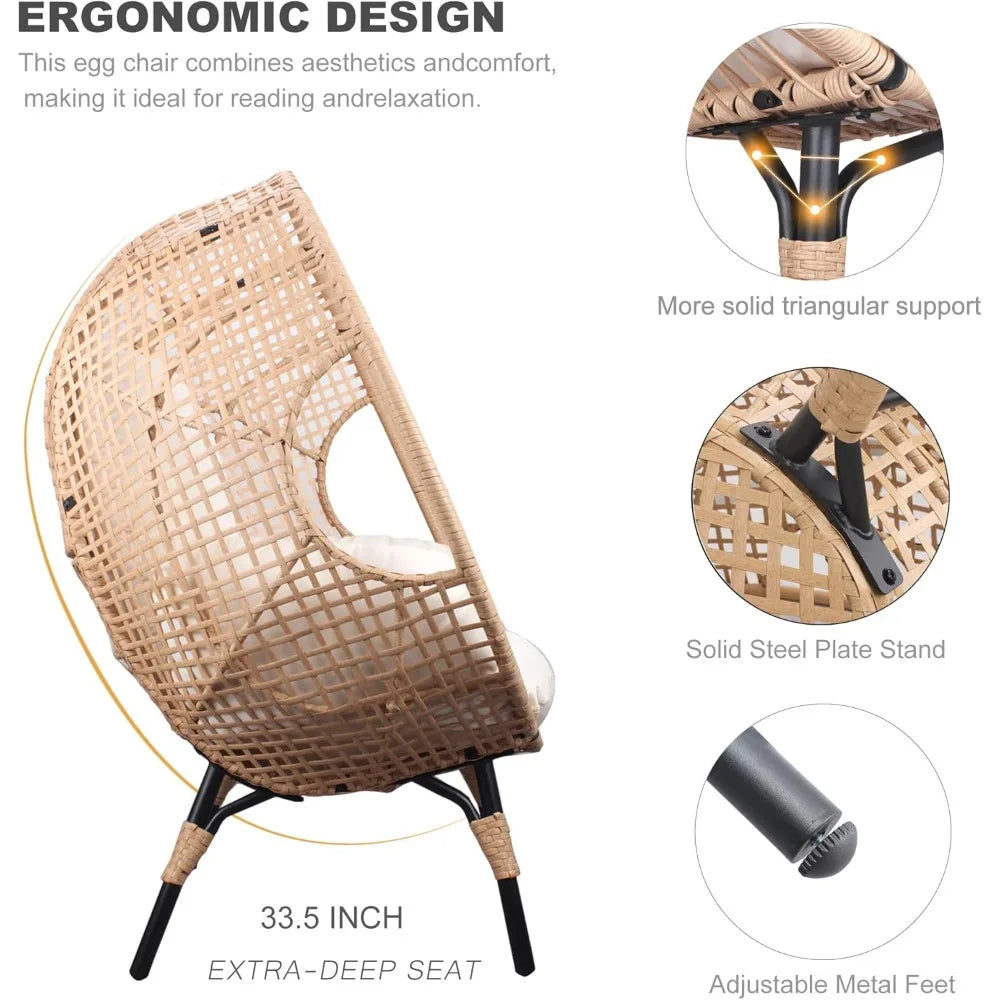 Oversized Wicker Egg Chair Set