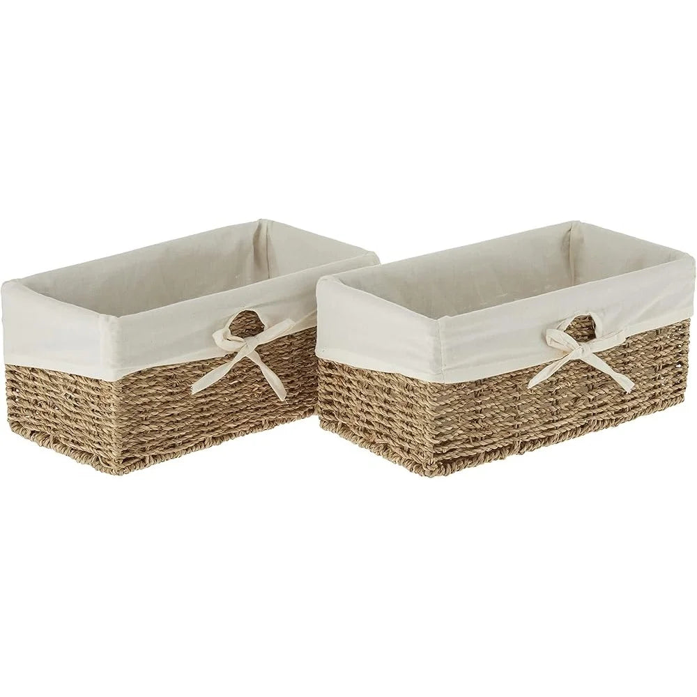 Rustic Natural Seagrass Wicker Basket Set