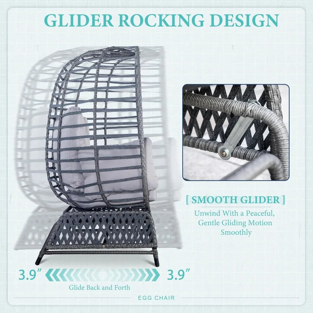 Oversized Glider Double Egg Chair Patio Loveseat