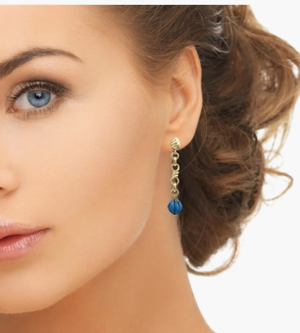 Firefly Turquoise Dangle Earrings in 14K Yellow Gold Plated Sterling Silver