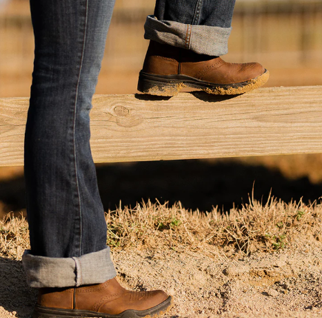 Rustic Chic Girl Leather Round Toe Boots, Tuff Rider