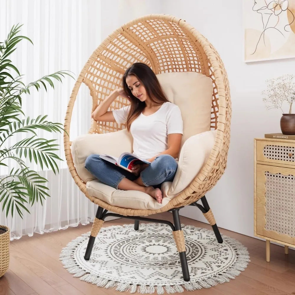 Oversized Wicker Egg Chair Set